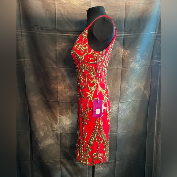 Abby Paris NWT Red and Gold Mini Formal Dress   Size 4 - Picture 3 of 8
